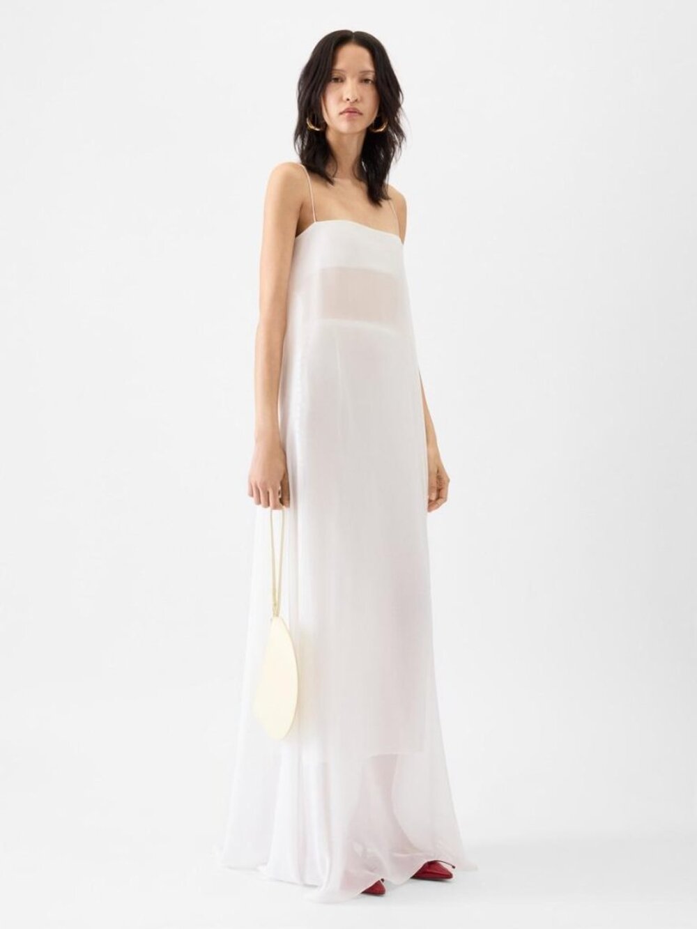 Jacquemus Ivory Sheer Spaghetti-Strap Maxi Dress